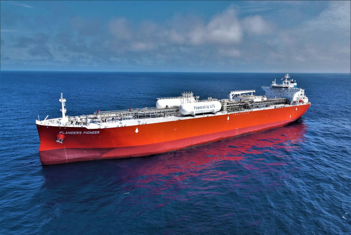 EXMAR is proud to take delivery of its second #DualFuel #VLGC LPG/C Flanders Pioneer from Jiangnan Shipyard. These two larger 88,000 cbm vessels were the world's first Dual Fuel VLGCs ordered and meet the highest environmental standards and future requirements.

#innovation