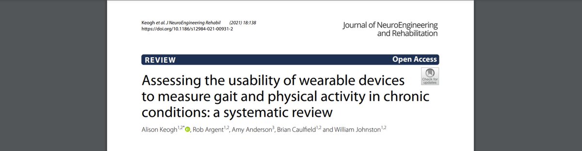 New open access systematic review on the usability of #wearables for measuring #gait and #physicalactivity in chronic conditions led by <a href="/AliKeogh88/">Alison Keogh</a> 

Nice practical recommendations included!

link.springer.com/article/10.118…