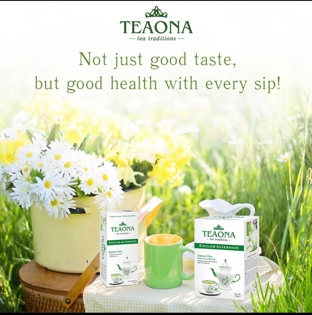 TeaonaGlobal's tweet photo. "Have a sip of our english Afternoon Green Tea and 
stay active all day long

#teona #teaonalovers #greentea #afternoongreentea #teaismust #stayactive #TeaTime https://t.co/xvH4WtCFav