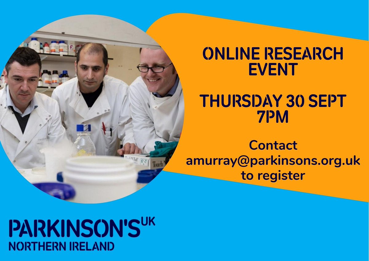 The Northern Ireland Research Interest Group is delighted to be hosting their first online research talk on 30 September at 7pm, 'The role of gut bacteria in Parkinson’s'

This event is FREE and to reserve your place, click the link below;
parkinsons-org-uk.zoom.us/meeting/regist…

#Parkinsons