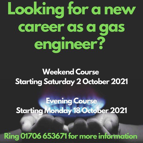 We have a Gas Diploma Course starting next month either weekend or evening study! #newcareer #gasengineer #Career #newstart #gas