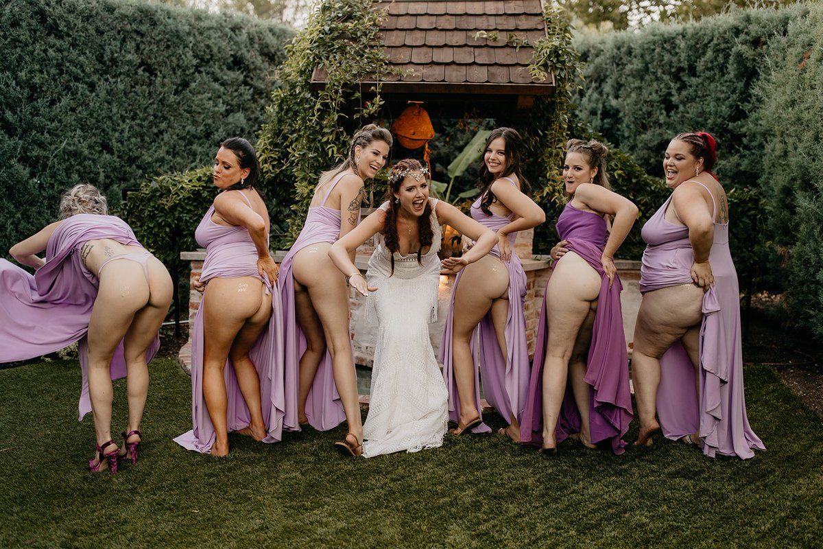 ShareHotGirls's tweet photo. Slutty Bride with her equally as slutty Bridesmaids https://t.co/rp27WRYlEa