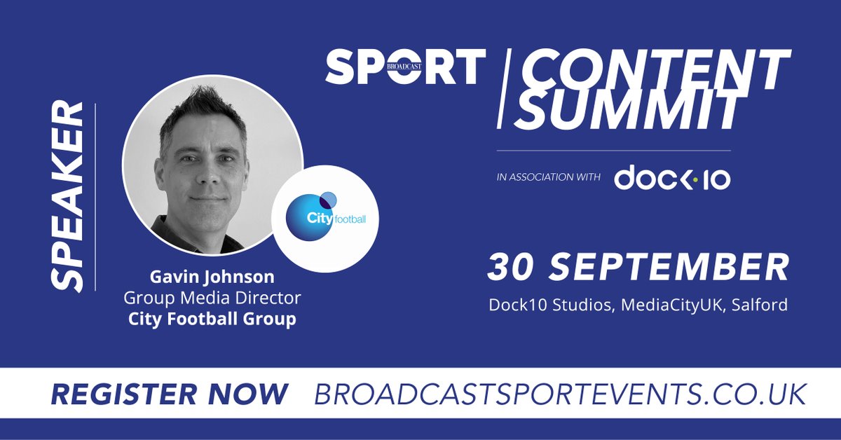 broadcast_sport's tweet photo. Just 1 week to go until our #contentsummit @dock10 and joining our speaker line up is Gavin Johnson, Group Media Director for @CFG360. If you've not registered yet then do so now, places are limited! https://t.co/HeJj0Cz52w #producers #broadcasters #sportsprogramming https://t.co/9pGz3NtCkp