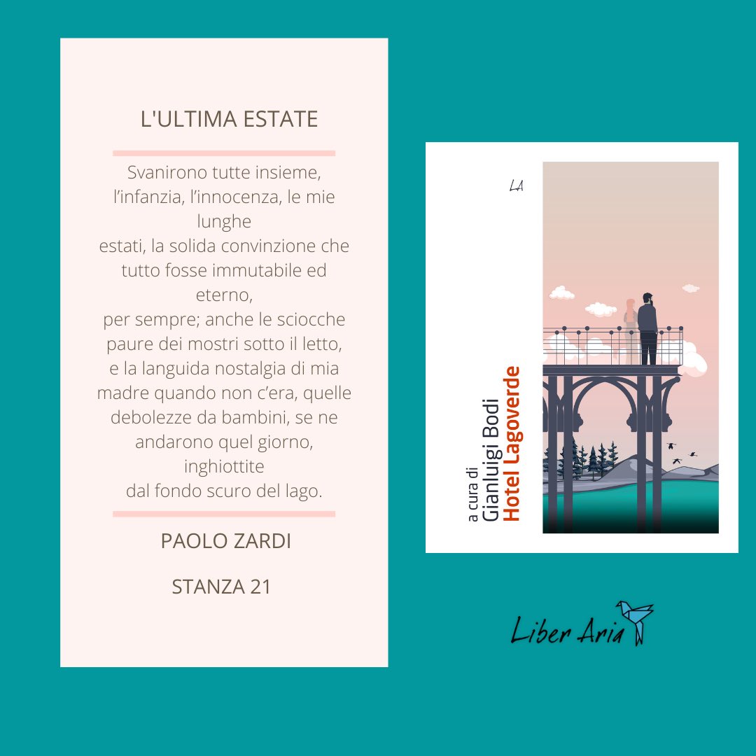 «L’ultima estate»
- incipit - 
@PaoloZardi 

Una al giorno, socchiudiamo la porta delle stanze di #HotelLagoverde facendovi leggere gli incipit dei dieci racconti, in ordine di apparizione.

Oggi entriamo nella Stanza 21, dove Paolo Zardi ha ambientato «L’ultima estate».
