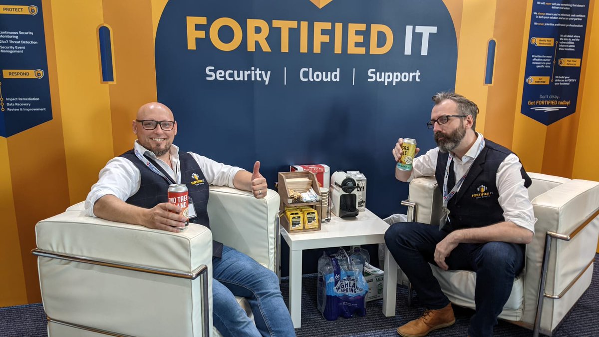 Thanks to everyone who stopped by the stand yesterday. Here is James and Luke enjoying a well-deserved beer from #LeighOnSea Brewery at the end of the day. We are already looking forward to the next one. Don't get hacked...Get FORTIFIED #cybersecurity #networkingessex