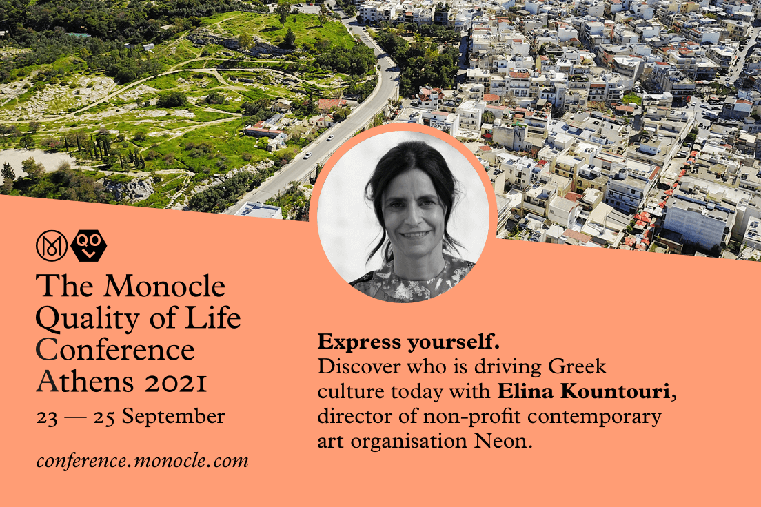 In #Athens? Tomorrow, Friday 24 Sept <a href="/neongreece/">NEON Organization</a>'s Elina Kountouri talks about the people and places that are driving culture in #Greece as part of <a href="/MonocleMag/">Monocle Magazine</a>'s Quality of Life Conference <a href="/TheBenakiMuseum/">The Benaki Museum</a>. #NEON