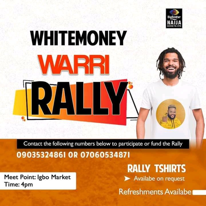 franklinodika11's tweet image. Good Morning to the WMGeng... do we have fans here based in Warri??? We meet today to boost votes for WhiteMoney @

Venue: Delta Mall Effurun 
Time: 4pm Prompt

Come with your smartphone for voters education.

RSVP: 09035324861, 07060534871
#BBNaija 
#BBNaijia 
#BBNajia