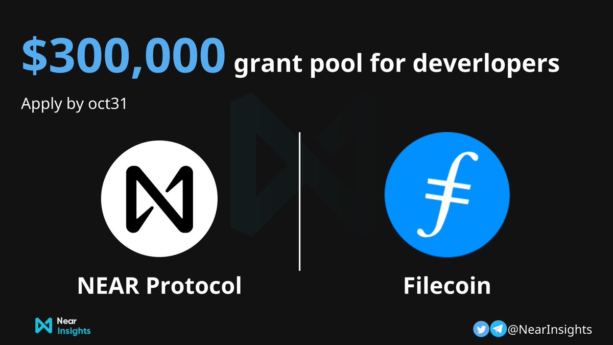 🤝<a href="/Filecoin/">Filecoin</a> and <a href="/NEARProtocol/">NEAR Protocol</a> are teaming up to support developers that demonstrate or enable integrations at the intersection of #NEAR and 
<a href="/Filecoin/">Filecoin</a> with a joint grants program

👉Submit your application by Oct 31, 2021: 
github.com/filecoin-proje…