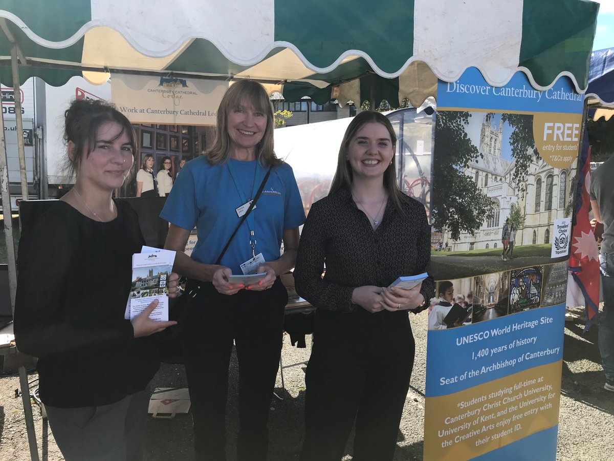 CburyCathedral's tweet photo. We are at the @UniKent Welcome Fair!
Come and say hi π and find out about free entry for Canterbury students, and how you can get involved in Cathedral life - including our young persons #SacredSpace service, which begins on 29 September.
#HelloKent #YourCityYourCathedral https://t.co/IpIjcJp3Nq
