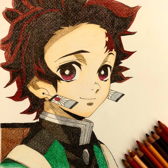 おえかきなこさんがTwitterに投稿した竈門炭治郎(鬼滅の刃)のイラスト。