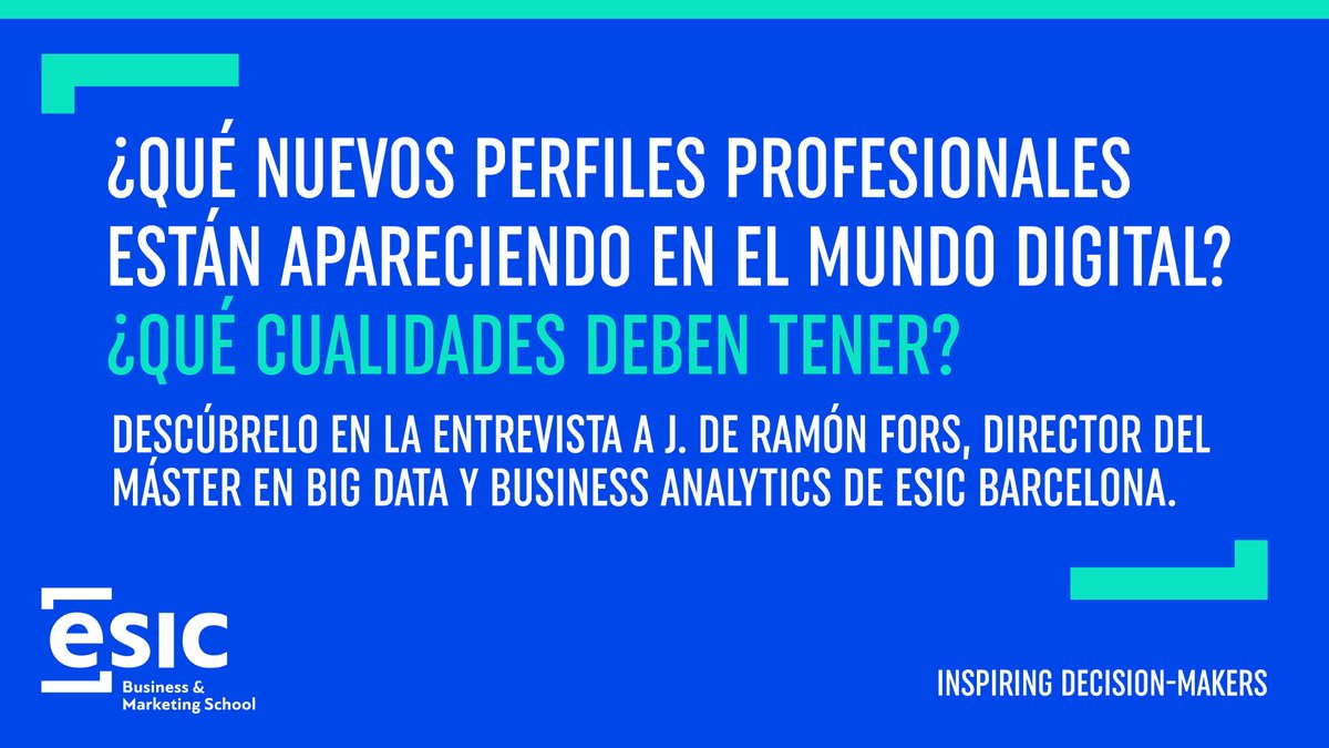 mkdirecto's tweet image. 💭 "El Big Data y la analítica va mucho más allá de lo que marcan los estereotipos"

👉 Javier De Ramon Fors, Director del Master en Big Data Business Analytics en @ESICBarcelona  

marketingdirecto.com/digital-genera…