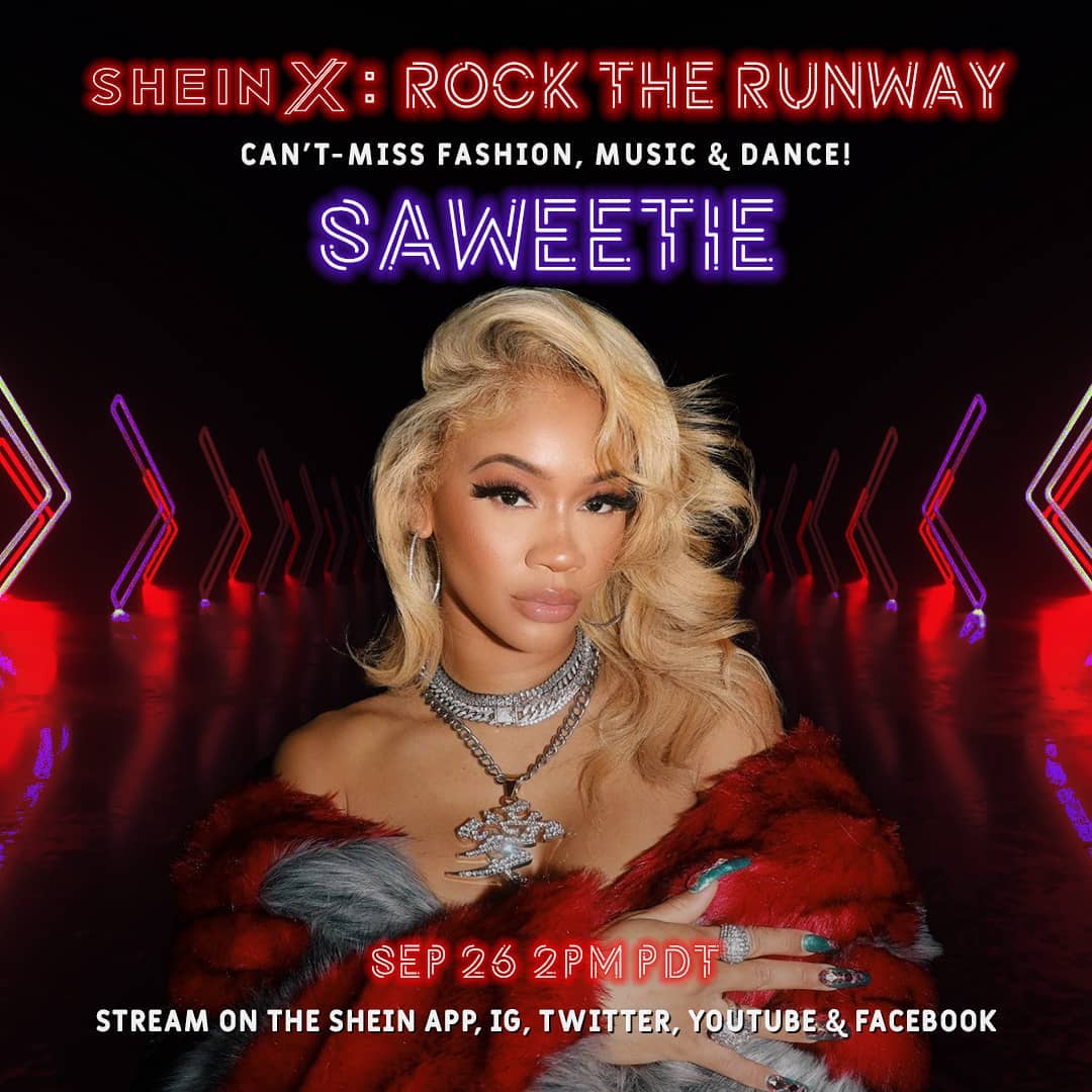 #SHEINXRocktheRunway with <a href="/saweetie/">💎</a> to present the HOTTEST fashion event of the season!

🌟 TUNE IN: September 26 @ 2PM PDT on our livestream on SHEIN's free app as well as SHEIN's official YouTube, Twitter, Instagram and Facebook accounts!