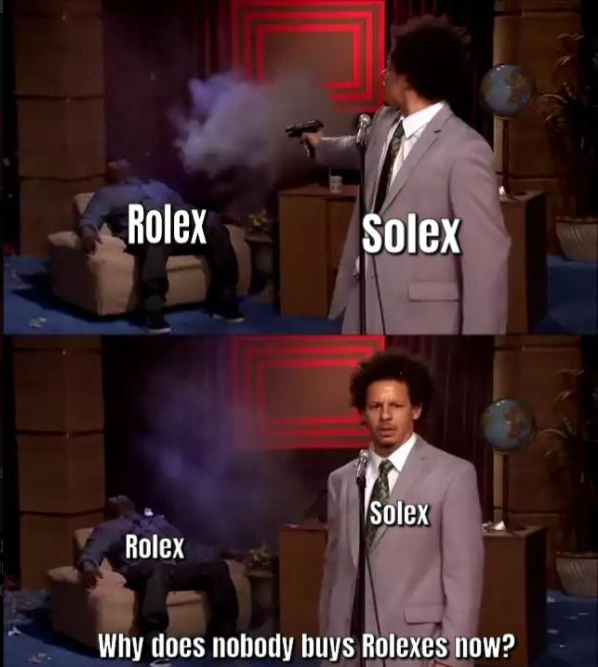 Timekeepers_NFT's tweet photo. Hey time keepers!

Our Solex meme competition has ended.
Congratulations to @Hendai18 for winning! 🥳

There will be more giveaways to come.
Thanks to everyone who participated, you all killed it!  
We have dropped some of the submitted memes below,  check them out!
#meme #Solana https://t.co/qKKW0xZKUF