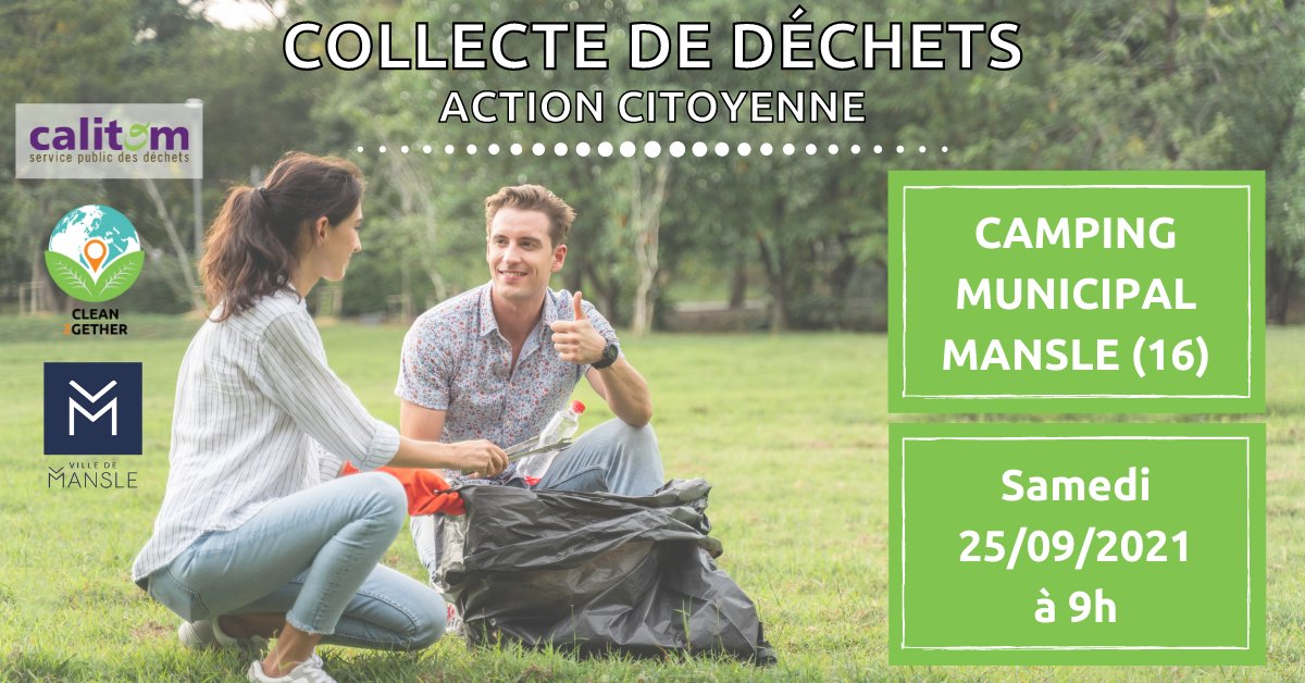 ◾ COLLECTE DE DÉCHETS ◾
Organisée par la commune de Mansle, #Calitom et #Clean2gether 
Retrouvez nous 
📍 Camping municipal de Mansle
📅 samedi 25/09 à 9h
Plus d'infos 👇
facebook.com/events/8283804…

#ramassagededéchets #déchets #nettoyonslanature #villepropre #actioncitoyenne