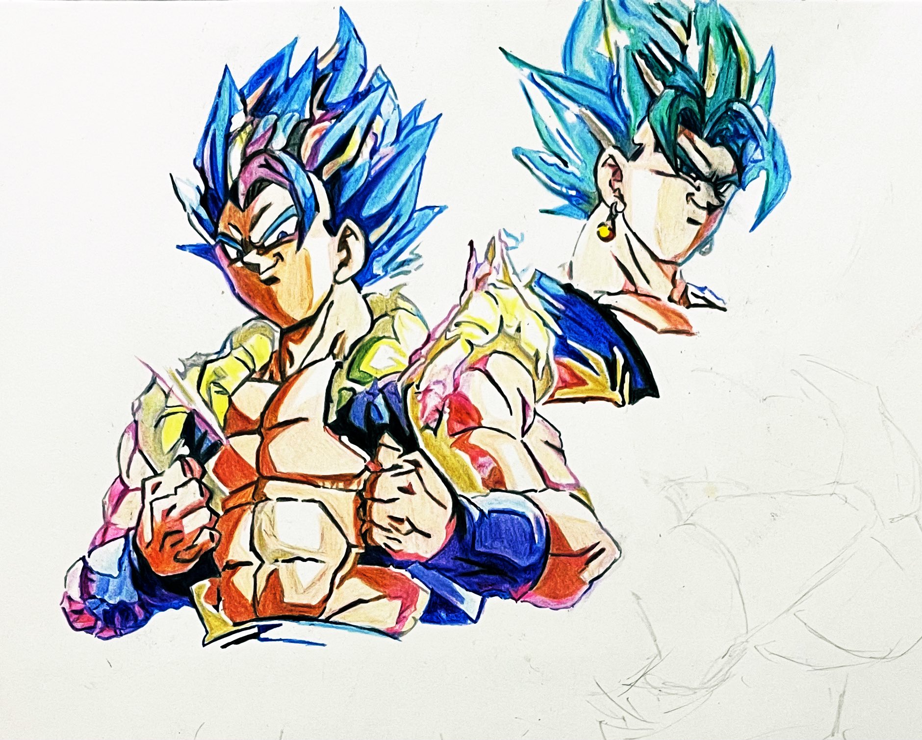 ダイン ベジットブルーの顔まで描きました ドラゴンボール超 ヒーローズ カード ゴジータブルー ベジットブルー 色鉛筆 模写 T Co 6d5wb116jh Twitter