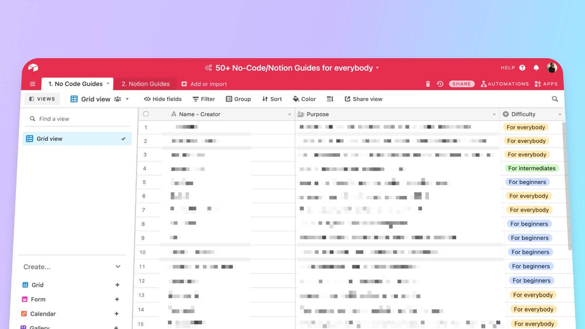 Fan of #nocode? Fan of <a href="/NotionHQ/">Notion</a>? I've put up a list of 50+ no-code guides

📣 RT this tweet + comment '👋' below →  I'll DM you a code for $19 off (you'll get it for free)