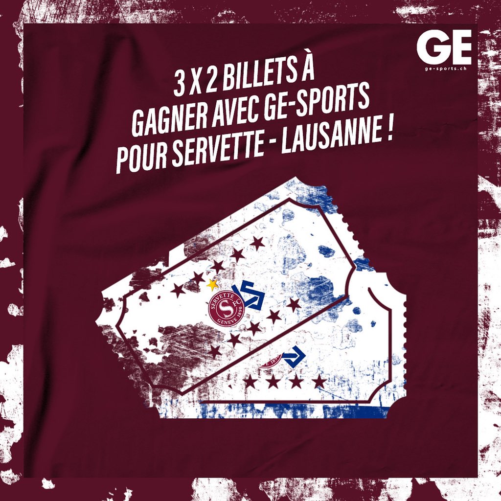 LucarneGrenat's tweet photo. 🚨 𝑮𝒂𝒈𝒏𝒆 𝒕𝒆𝒔 𝒃𝒊𝒍𝒍𝒆𝒕𝒔 𝒑𝒐𝒖𝒓 𝒍𝒆 𝒅𝒆𝒓𝒃𝒚 🚨

GE-Sports t’offre 3x2 billets en tribune principale pour la rencontre de samedi ! 

Pour participer : 

👉 RT ce tweet 
👉 Follow @GeneveSports et le @ServetteFC 

Délai du concours : 25.09 à 12h https://t.co/TsoC2fYh4C