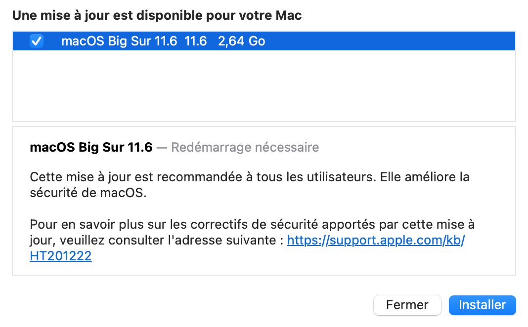 Mise à jour MacOS 11.6 Big Sur dispo pour Mac 
Elle améliore la sécurité et corrige des problèmes de votre Macbook
Comme d'habitude,sauvegardez avant d’installer 😉
#MiseAJour
#Apple #OS116 #MacOSBigSur #BigSur #MaJ #AppStore #Macbook #MacbookPro #Mac