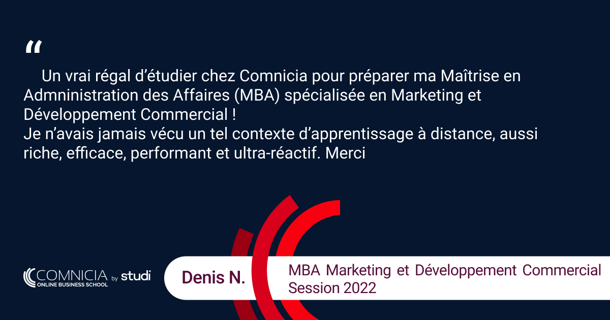 ✅ En rejoignant #Comnicia, nos apprenants bénéficient d’une #formation de haute qualité et d’un suivi pédagogique tourné vers la réussite ! 
💬 Découvrez le témoignage de Denis
+ d'infos sur le #MBA 👉 bit.ly/3AcHXwe 
 
#formpro #formationenligne