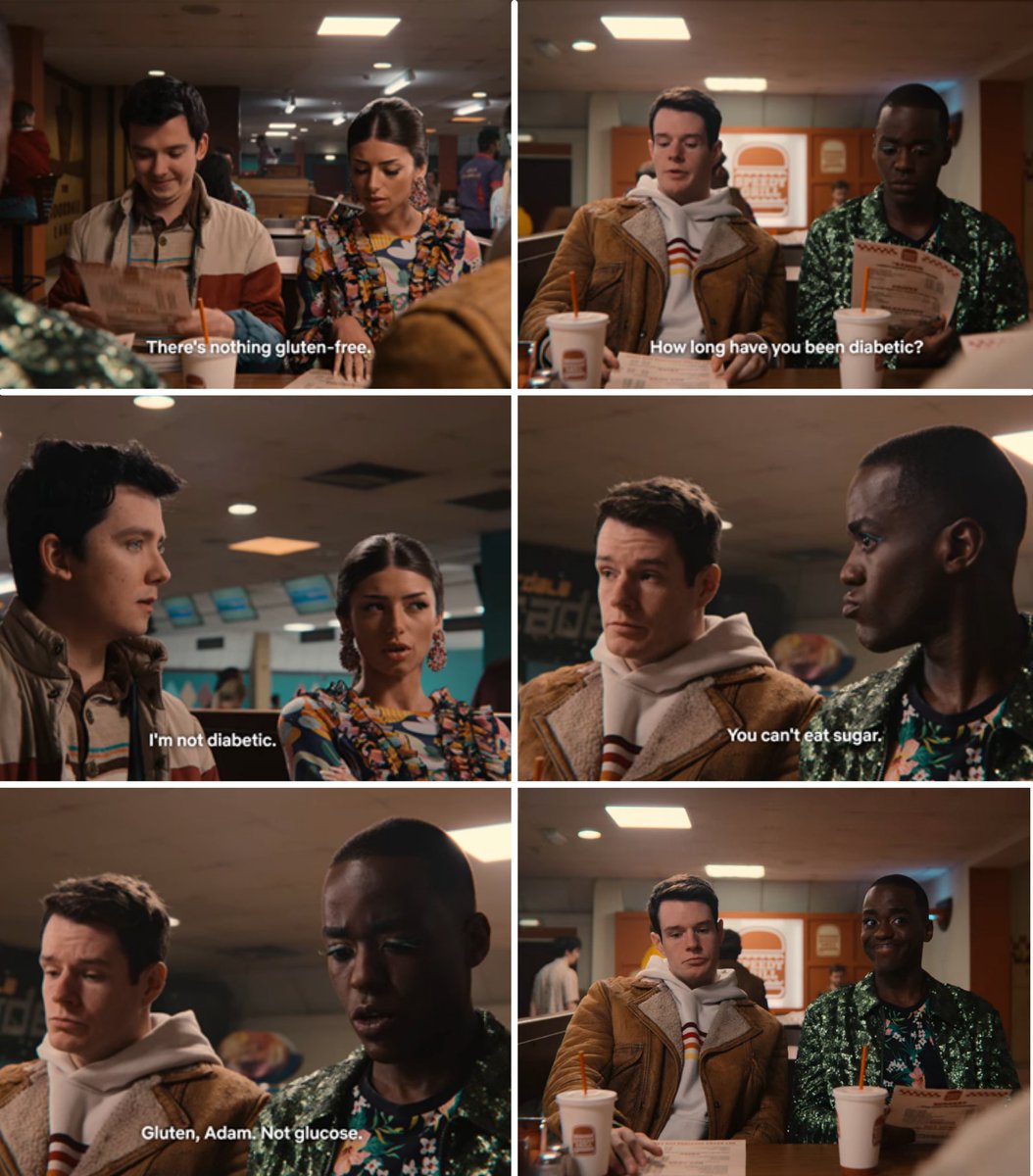 If you've been watching the new series of #SexEducation, you may have had a chuckle at this scene where Adam confuses gluten for glucose... 😅

But did you know, coeliac disease is actually more common in people with type 1 diabetes? So we can understand Adam's confusion!