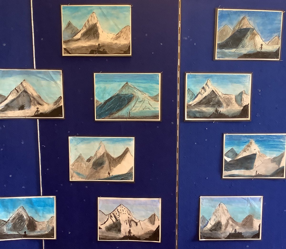 P6FM have created some fantastic Everest pictures using oil pastels and coloured pencils.  @DycePrimary