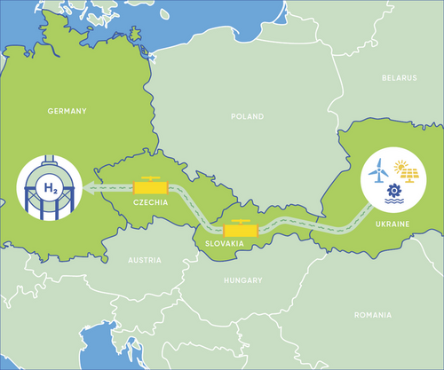 OpenGridEurope's tweet photo. #Wasserstoff-„Autobahn“ ab 2030 von der Ukraine nach Deutschland: der Central European Hydrogen Corridor als Beitrag zur Dekarboniserung der dt. Industrie. 👉https://t.co/J4b0D6zfAs https://t.co/t9KFuAVeL0