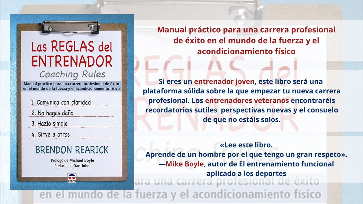 edicionestutor's tweet photo. ➡️Las reglas del #entrenador. #CoachingRules
➡️A través de 105 reglas, analiza y da pautas para salvar los 👉6 mayores obstáculos con los que te encontrarás durante la búsqueda del éxito en la ☑️profesión de la fuerza y el ☑️acondicionamiento físico
📚https://t.co/hi8anuGaxA https://t.co/d92WNYVsE1