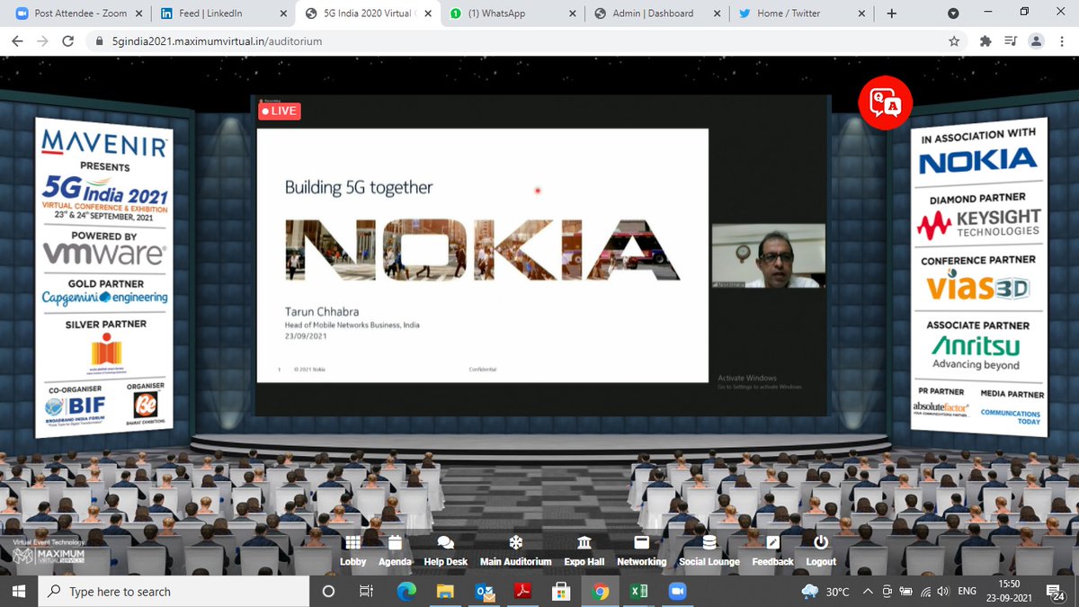 be_exhibitions's tweet photo. Mr. Tarun Chhabra, Head of Mobile Networks Business, NOKIA India delivering #IndustryAddress at the inaugural session of the 5th edition of the  #5GIndia2021 Virtual Conference. Join Us Here Now:  https://t.co/XyQC5IODNb
@NokiaIndia @rahuldewani @DharanShashi
 #5G #5gnetworks https://t.co/NQouA9XdOK