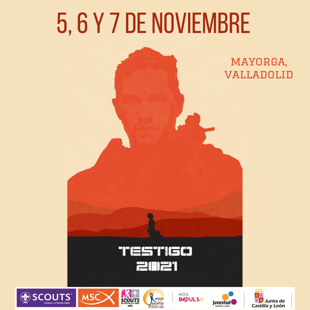 ¿Vas a tener un cargo de gestión en tu grupo? ¿Vs a formar parte de algún equipo Diocesano? Este es tu encuentro. TESTIGO 2021. 😍
5 - 7 de nov. Mayorga (Valladolid).
Porque un buen equipo de gestión es el motor de toda asociación.💪🏼info: sede@scoutscyl.org
#yosoyscyl  #formación