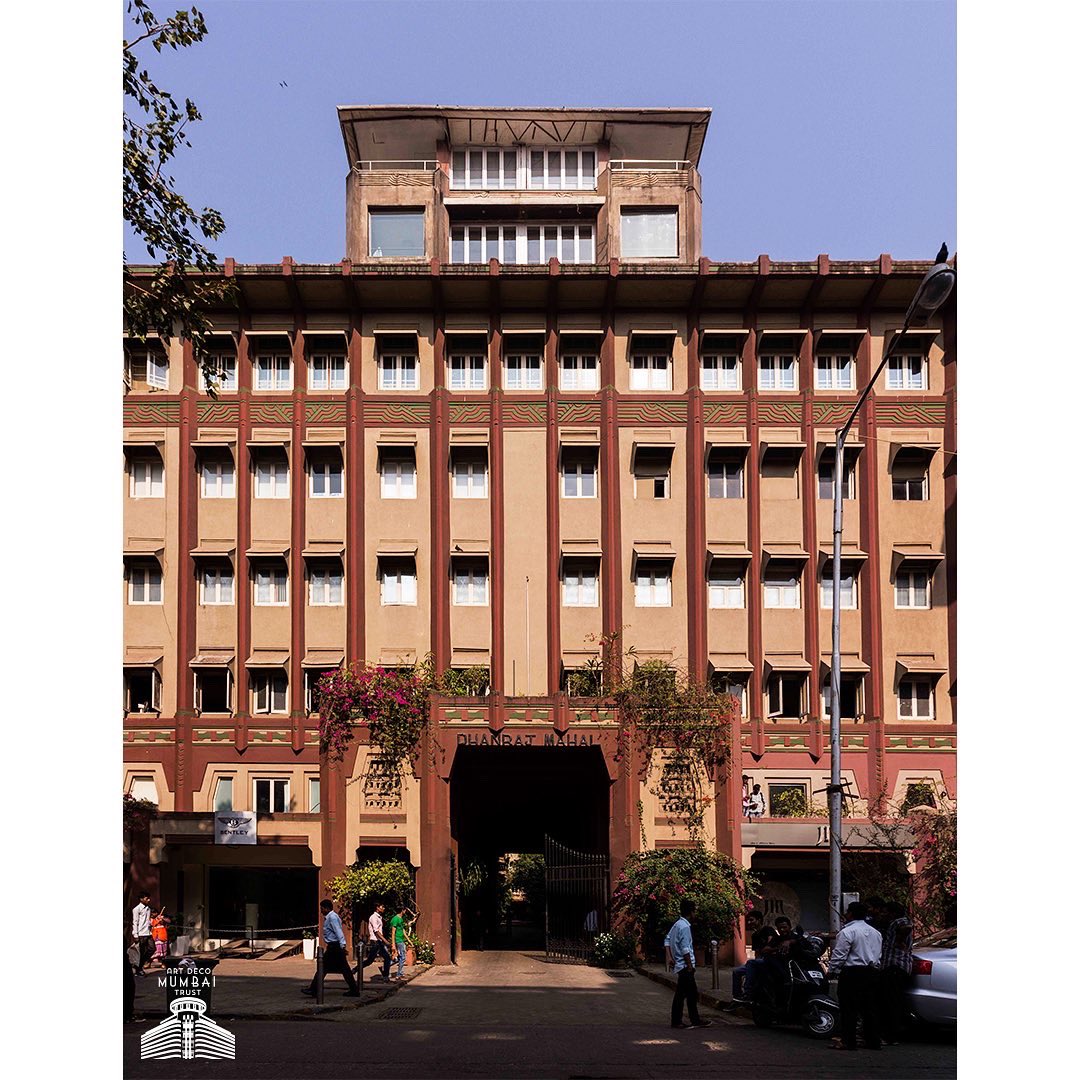 artdecomumbai's tweet photo. One of the notable #ArtDeco buildings in #Bombay that has featured Colorcrete is #DhanrajMahal which is located at #ApolloBunder. It was said to be the 'largest building in Bombay finished with coloured cement plaster' according to the Times of India in 1936. (3/7) https://t.co/xqpHwyIxce