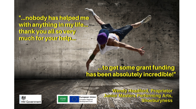 LoCASE_Biz's tweet photo. @LoCASE_Biz is loving the excellent endorsement received from Wendy Headford, Proprietor of #JuniorMasters of #Shoeburyness. This amazing #PerformingArts #Academy was awarded a #LoCASE #Grant of over £13K! Now we would like to make a song & dance about it - Wouldn't you? 😀👍 https://t.co/cHBjt8Yyt4
