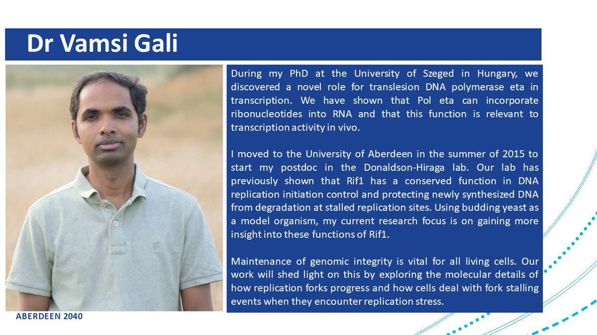 NVISION (@nvisionabdn) on Twitter photo Check out Dr Vamsi Gali, a postdoc interested in the mechanisms that maintain genome integrity. Do you want to know more? π
#NPAW2021 #lovepostdocs <a href="/aberdeenuni/">University of Aberdeen</a>
@aberdeenuni_smd Check out Dr Vamsi Gali, a postdoc interested in the mechanisms that maintain genome integrity. Do you want to know more? π
#NPAW2021 #lovepostdocs <a href="/aberdeenuni/">University of Aberdeen</a>
@aberdeenuni_smd