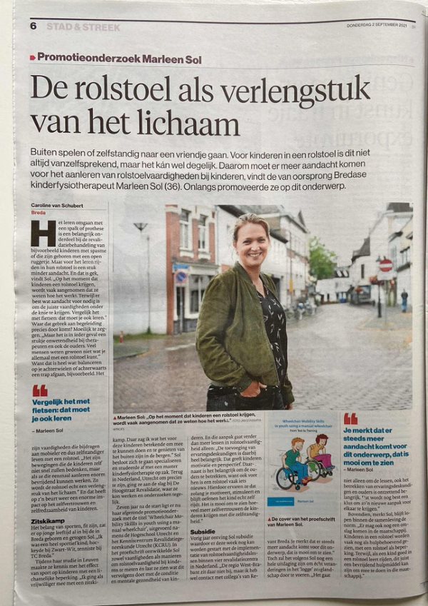 Mooi artikel in BNDeStem over het promotieonderzoek van HU docent Marleen Sol #kinderfysiotherapie