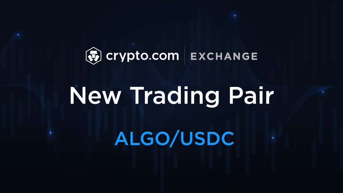 ALGO/USDC trading pair is now available in the Crypto.com Exchange.
Trade #ALGO in #USDC, #USDT, #BTC &amp; #CRO pairs now.

Sign up 👉 bit.ly/381R0F2