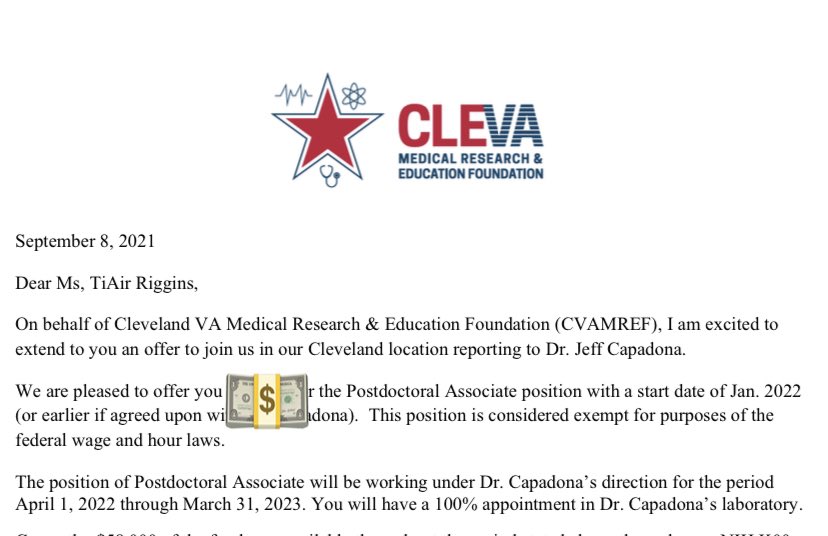 I’m pleased to announce that I accepted a position at Case Western/ VA starting in Jan 2022. Most of my K grant docs are done, however, I’m writing 2 publications simultaneously, my thesis &amp; am also house shopping. I can smell the finish line🏁#78DaysToDefense #85DaysToGraduation