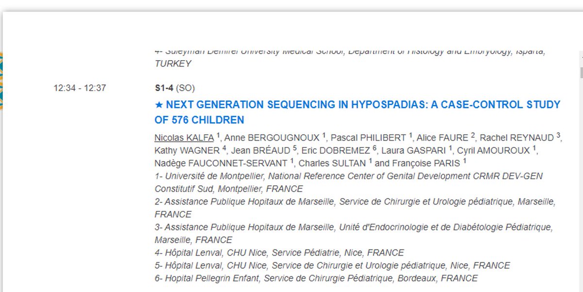 SFUPA1's tweet photo. Wonderful presentation by Pr Nicolas Kalfa @CHU_Montpellier and coll from @aphm_actu @CHUdeNice @CHUBordeaux on #NGS in #hypospadias #rarediseases @DevgenB #MERCD #ESPU21 https://t.co/5F2sGa5byV