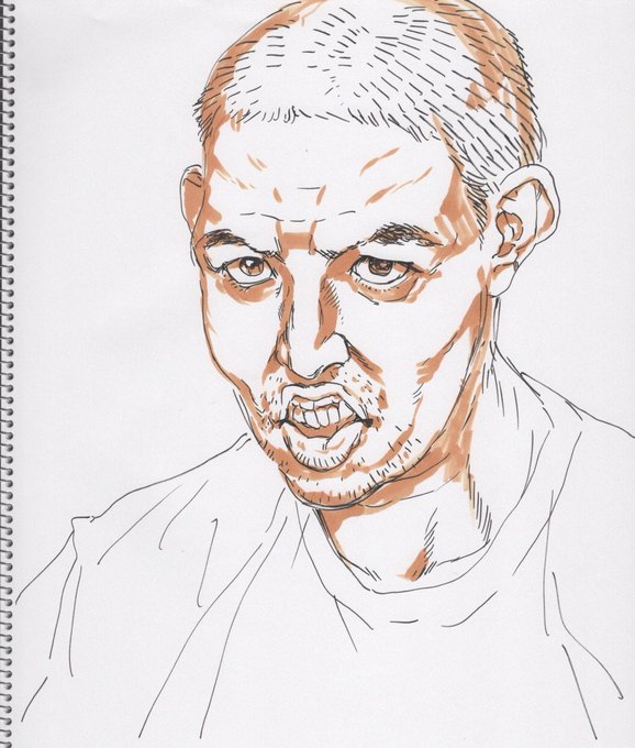 高校の頃、自画像を描いていて「北朝鮮の兵士みたい」という大変コクのある講評を頂いたことがあるのですが、最近はただ一人玉砕命令に背いた日本兵の生き残りみたいな感じになっています。 