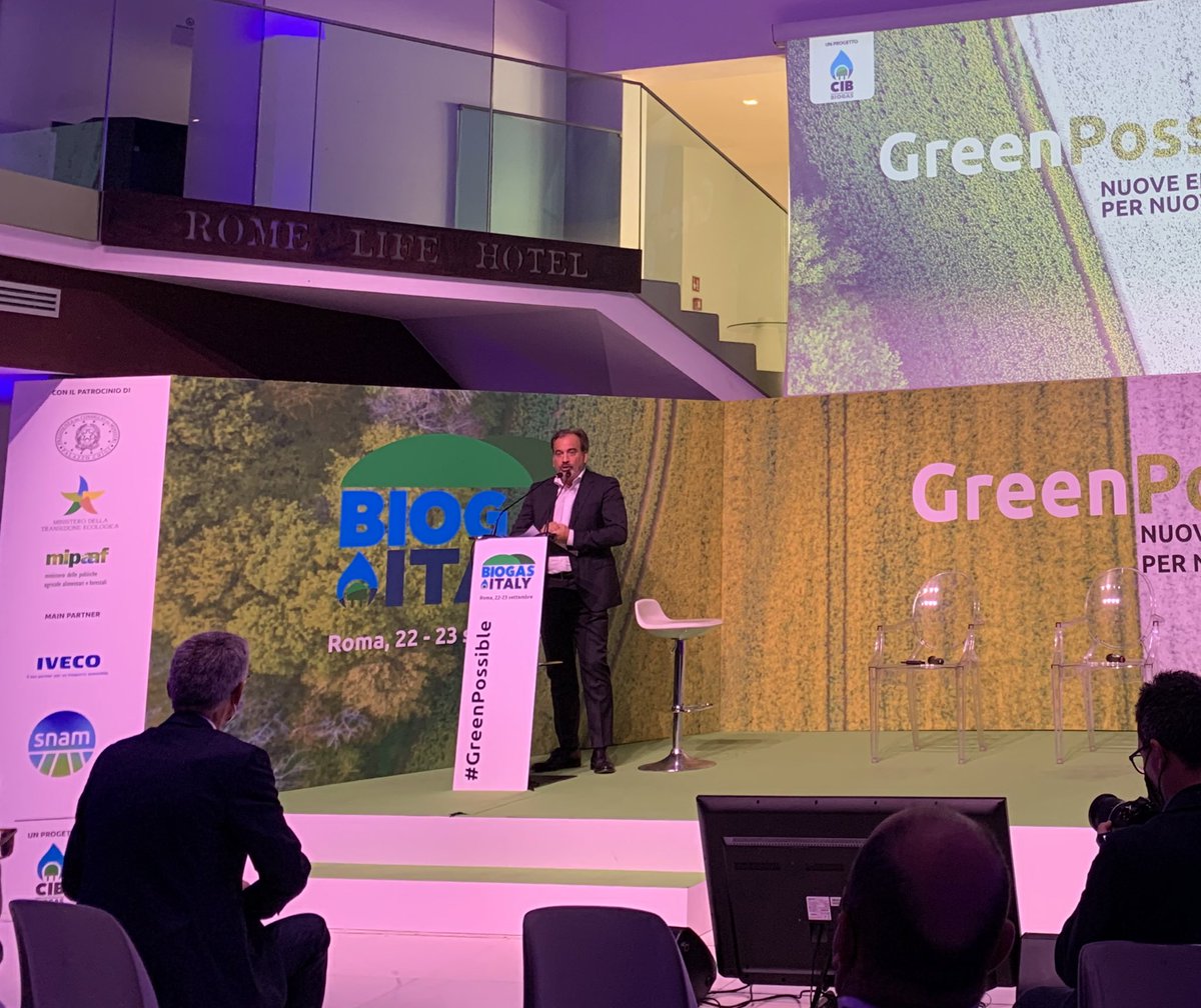 consorziobiogas's tweet photo. #BiogasItaly “La produzione di fonti rinnovabili non ha solo l’obiettivo di permettere all’agricoltura di avere una spinta verso pratiche agroecologiche ma diventa obiettivo di strategia nazionale e competizione del sistema Paese” - @pierogattoni, Presidente CIB #GreenPossible https://t.co/opf82aL7Um