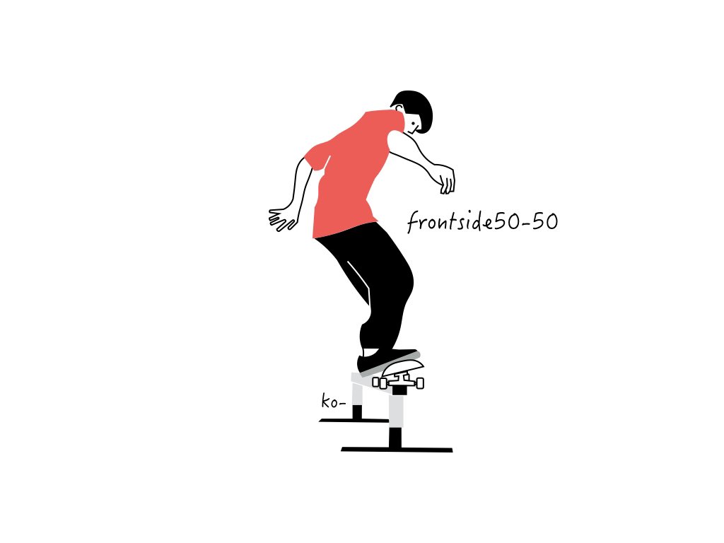 コースケ スケボーイラスト フロントサイド50 50 Illust Illustration Illustraor Illustgpam Artwork Portrait Skateboard Skater Skateillust イラスト イラストレーター イラストグラム スケボー スケーター スケートボード T