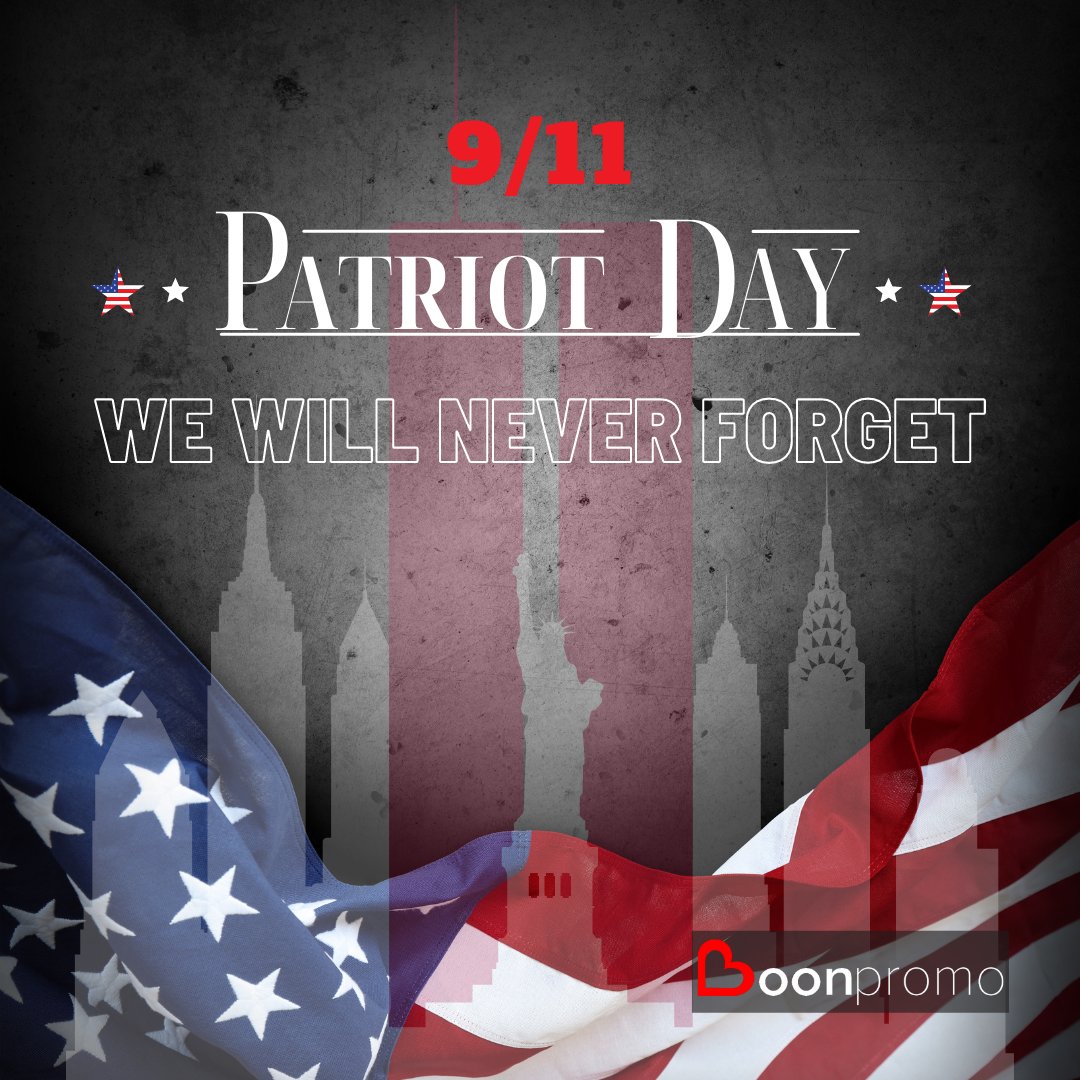 BoonPromo's tweet photo. September 11, The Patriot Day!
This day gives all of us time to reflect on the devastating terror attacks that took nearly 3,000 lives. We commemorate all of those who we lost and thank our brave first responders who put their lives on the line.
Take a moment today to consider... https://t.co/yR1La0gvy6