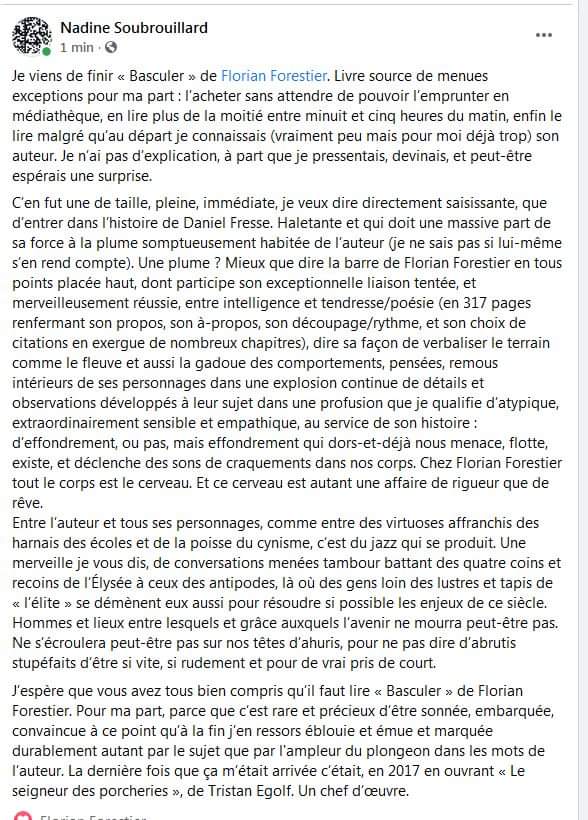 florianforest's tweet photo. Très ému par la lecture de Nadine Soubrouillard
@Belfond
@du_perier
@maguelone3
#Basculer https://t.co/NOqjfGz5jK
