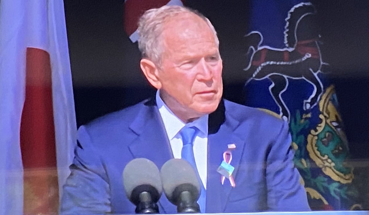 KellyO's tweet image. George W. Bush today "We have seen growing evidence that the dangers to our country can come not only across borders but from violence that gathers within..."