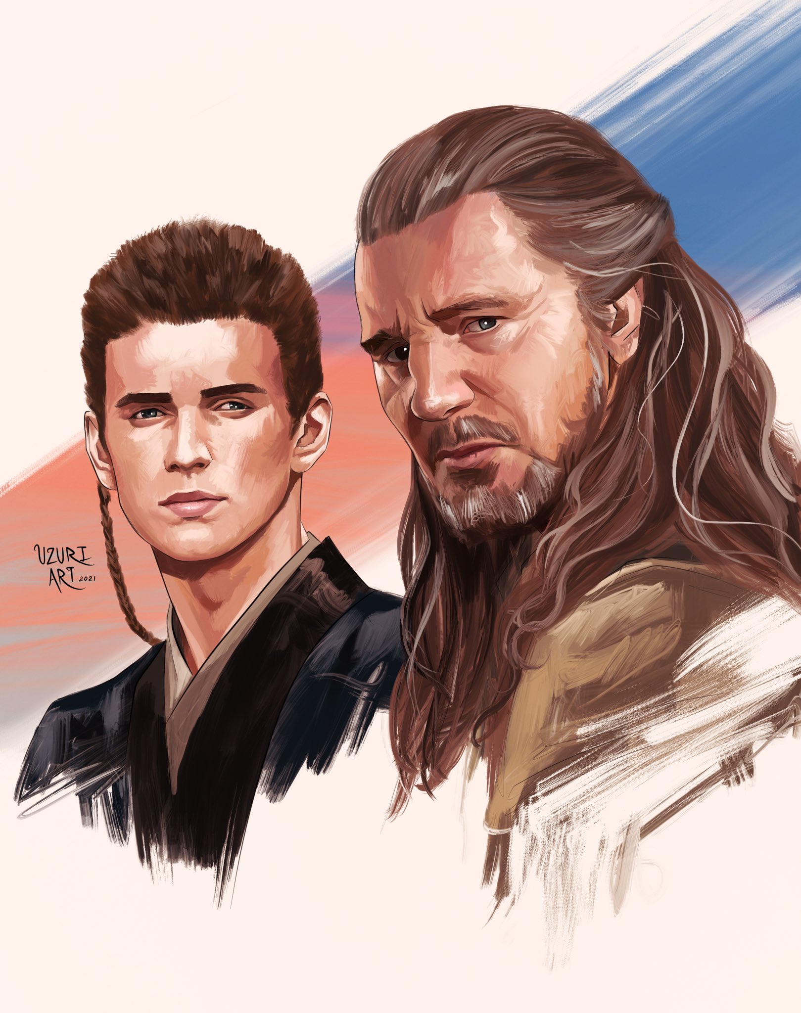 Uzuri Art on X: For this week's #StarWars What If…? I'm imagining an older  Qui-Gon Jinn with his apprentice, Anakin Skywalker. How would things have  been if Qui-Gon had trained him? #digitalart #