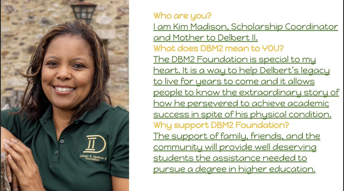 DBM2Foundation's tweet image. Meet our Scholarship Coordinator, Ms. Kim Price-Madison!