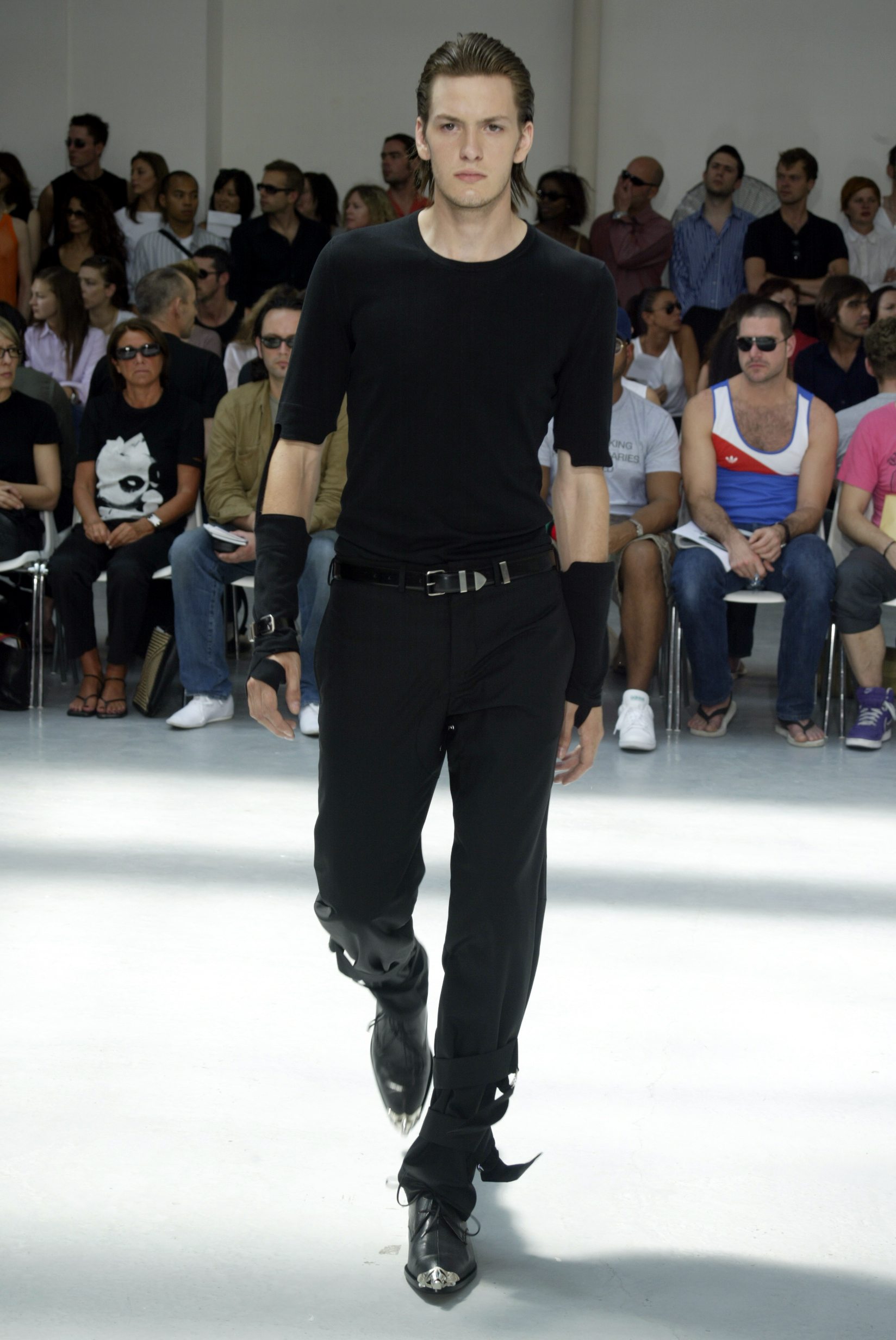 helmut lang 2004 トップ　黒 Helmut Lang Square Neck Double Strap Cotton Ribbed Black