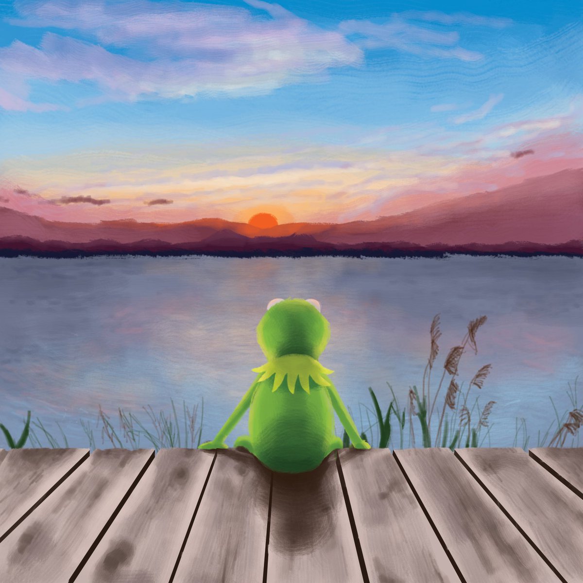 DanielDBeckwith's tweet photo. I did this piece last year. It's okay to take a quiet moment for yourself.

#muppets #kermitthefrog #fanart #illustration #jimhenson https://t.co/q0jzOTTKJQ