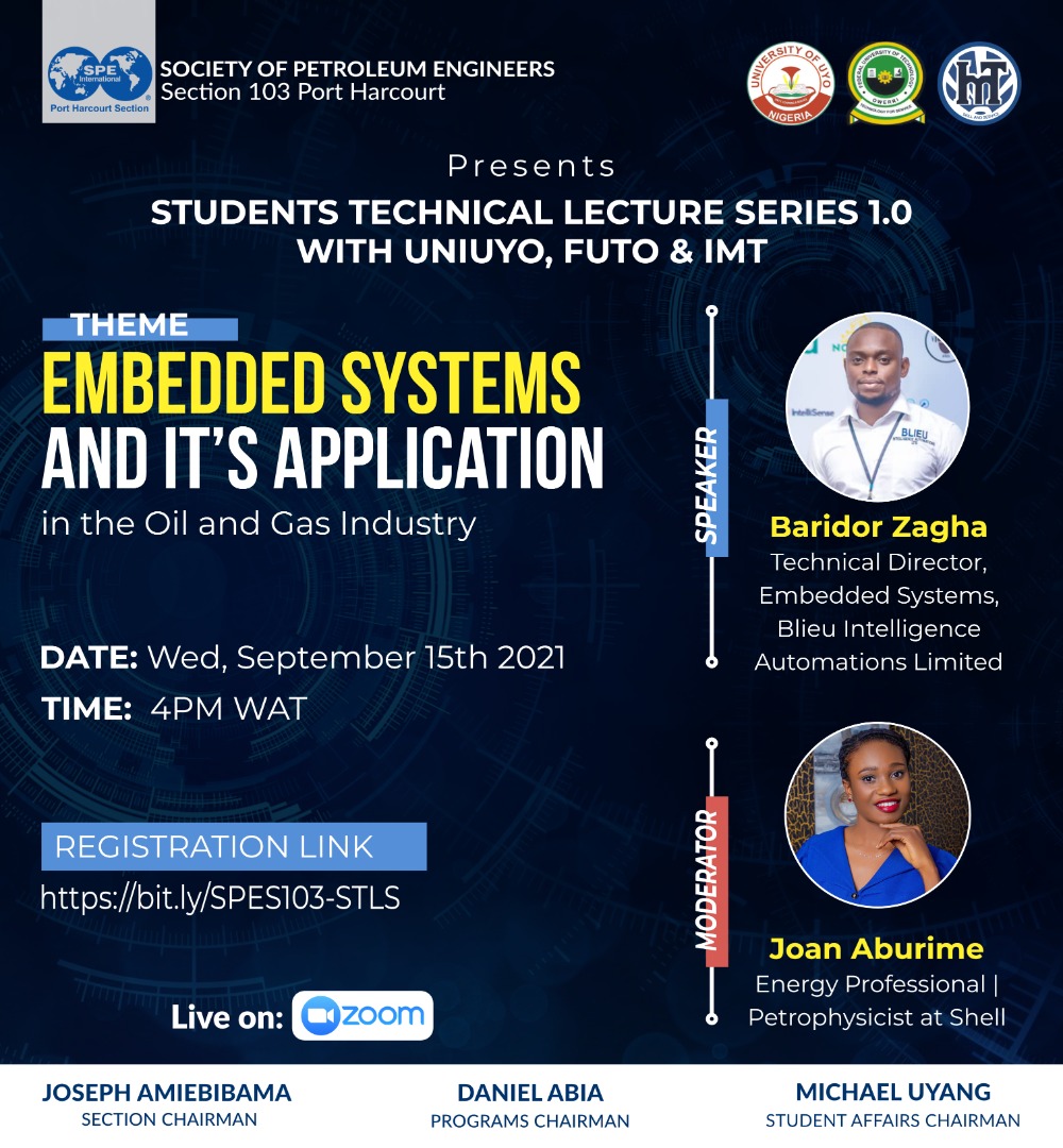 SPE_UNIUYO's tweet photo. SPE Technical Lecture Series 1.0
SPEUNIUYO anticipate her bangest Technical Lecture Collaboration.
Registration Link: https://t.co/A9cuzw7Ij7
@SPEtweets
@NigeriaSPE
@speypsection103
@SPE_UNIUYO
#TechnicalLecture
#Wearespe https://t.co/TY8dPKfsLv