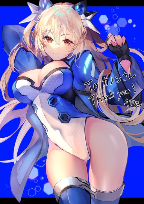 九十三さま(@tsukumi_9)にskebで依頼させていただいたうちの子!
青の使い方が美しい…!
思わず手を伸ばしたくなる肌や余裕たっぷりの表情も素晴らしいのです( ˘͈ ᵕ ˘͈  )
大変素敵なイラストをありがとうございました! 