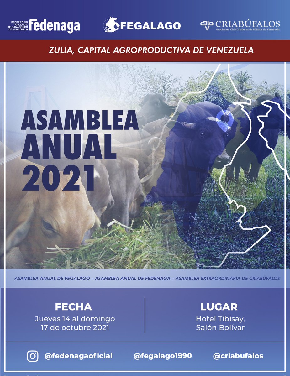 La Federación de Ganaderos de la Cuenca del Lago de Maracaibo <a href="/fegalago/">FEGALAGO</a>, la Federación Nacional de Ganaderos de Venezuela <a href="/Fedenaga/">FEDENAGA</a> y la Asociación Civil Criadores de Búfalos de Venezuela <a href="/criabufalosve/">Criabufalos </a> se unen bajo el lema Zulia, capital agroproductiva de Venezuela .