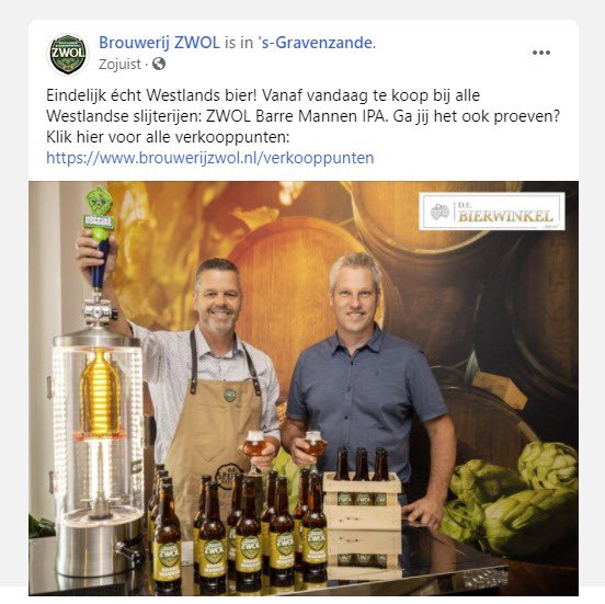 Volg ons verhaal  op Facebook <a href="/brouwerijzwol/">Westlandse Bierbrouwerij ZWOL</a> en/of op Instagram westlandse_bierbrouwerij_zwol
